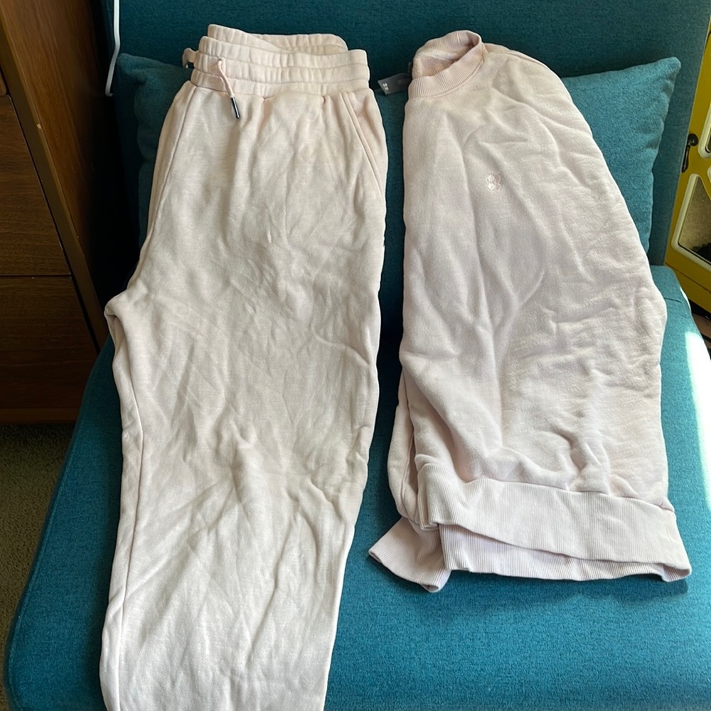 Pink Sweaty Betty cotton sweat set